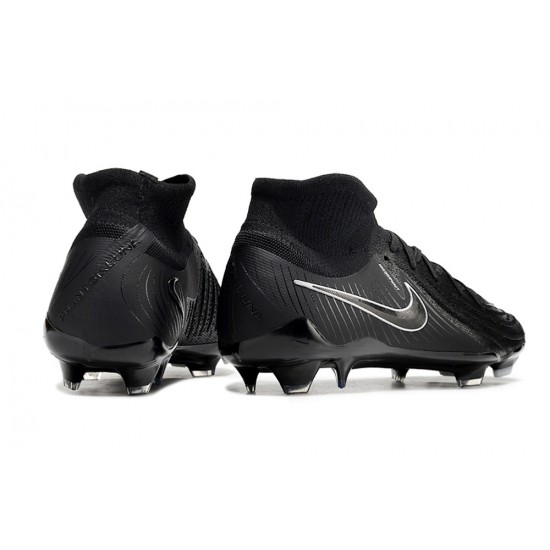 Cheap Nike Phantom Luna Elite NU FG All Black White High Soccer Shoes Sale