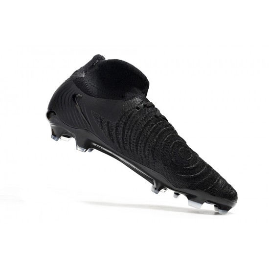 Cheap Nike Phantom Luna Elite NU FG All Black White High Soccer Shoes Sale