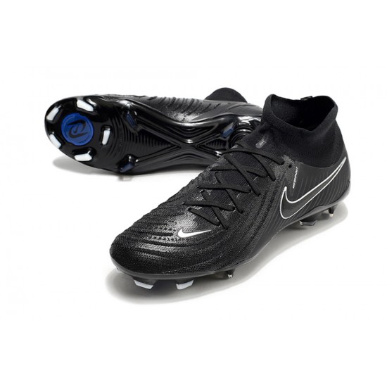 Cheap Nike Phantom Luna Elite NU FG All Black White High Soccer Shoes Sale