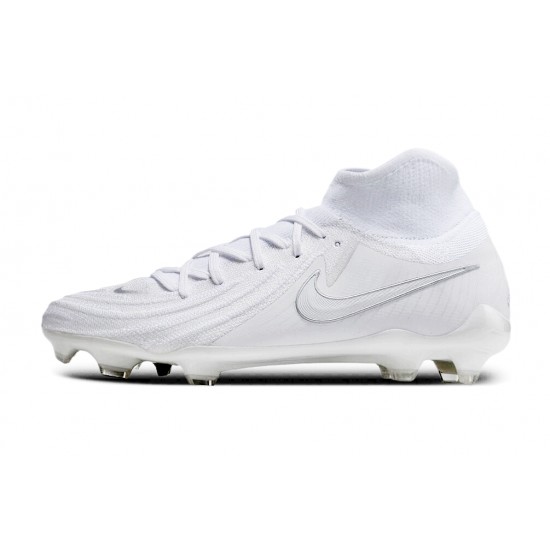 Cheap Nike Phantom Luna Elite NU FG All White High Soccer Shoes Sale