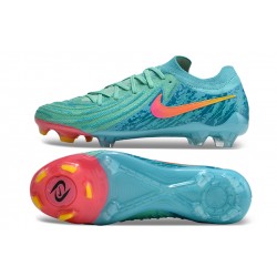 Nike Phantom Luna Elite NU FG Green Ltblue Pink Low Soccer Shoes