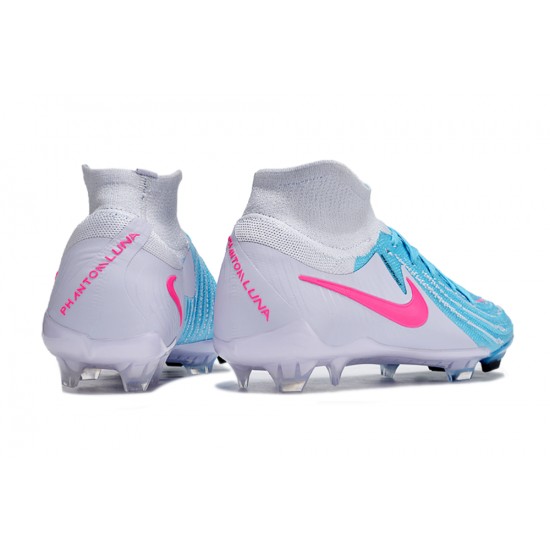 Cheap Nike Phantom Luna Elite NU FG Ltblue Pink Grey High Soccer Shoes Sale