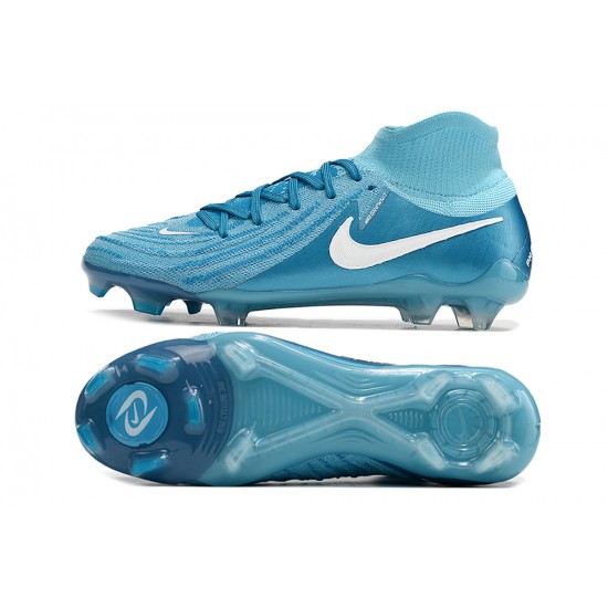 Cheap Nike Phantom Luna Elite NU FG Ltblue White High Soccer Shoes Sale