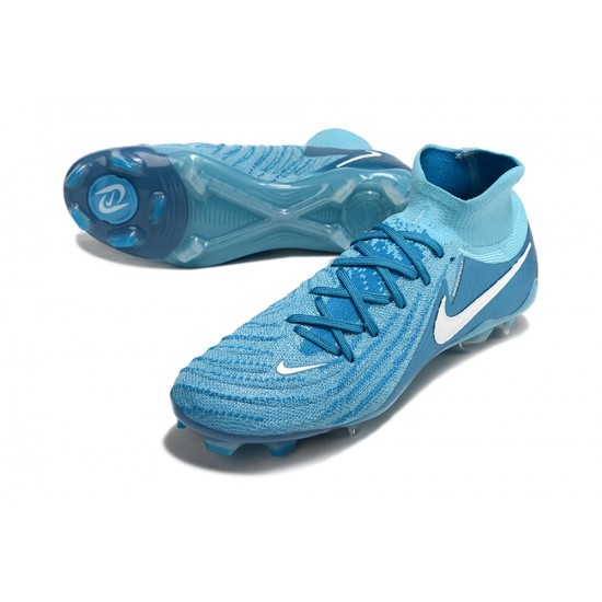 Cheap Nike Phantom Luna Elite NU FG Ltblue White High Soccer Shoes Sale