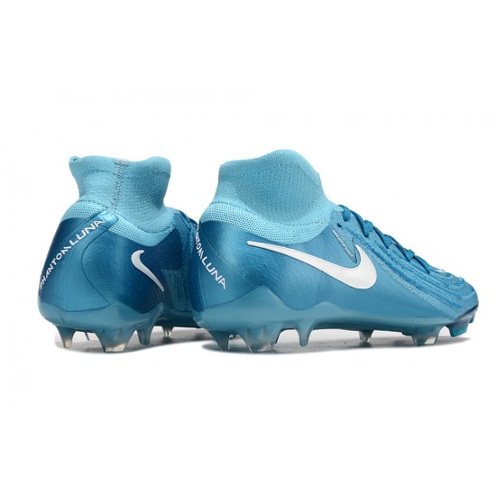 Cheap Nike Phantom Luna Elite NU FG Ltblue White High Soccer Shoes Sale