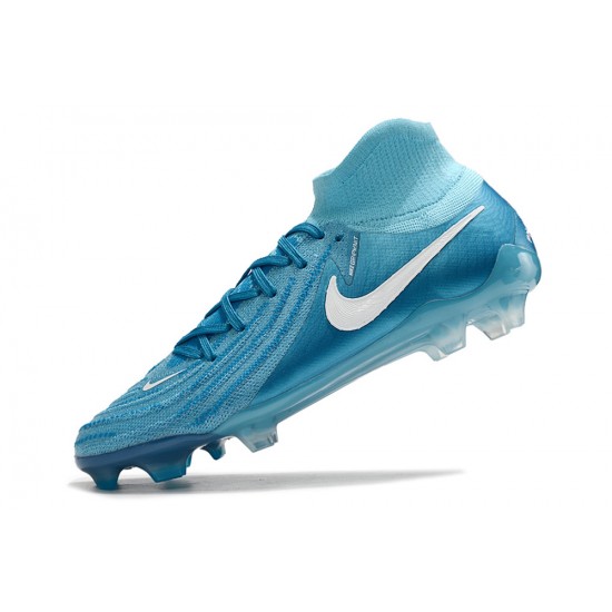 Cheap Nike Phantom Luna Elite NU FG Ltblue White High Soccer Shoes Sale