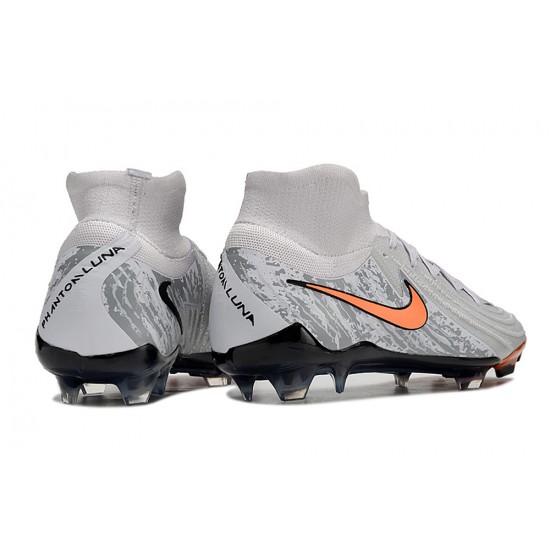 Cheap Nike Phantom Luna Elite NU FG Orange Grey Black High Soccer Shoes Sale