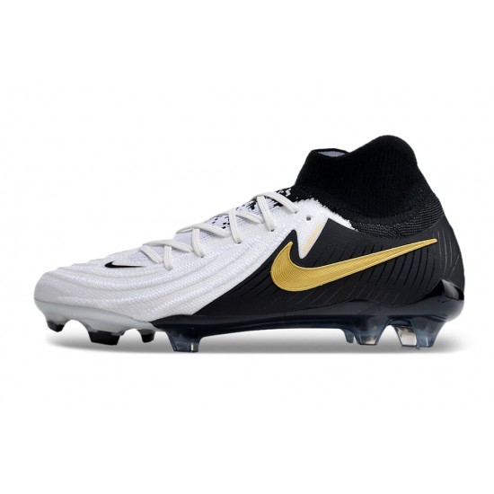 Cheap Nike Phantom Luna Elite NU FG White Black Gold High Soccer Shoes Sale