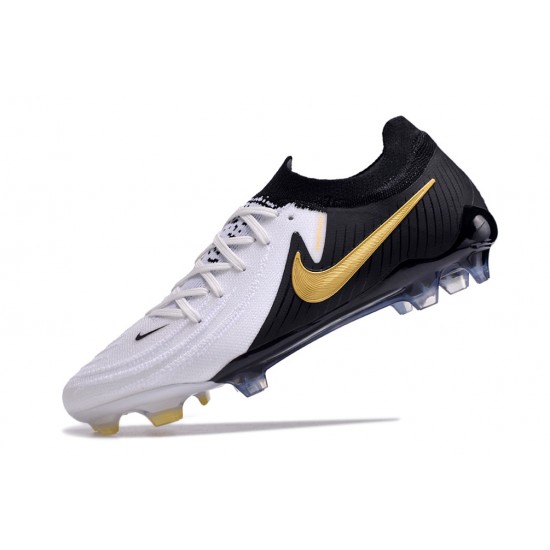 Cheap Nike Phantom Luna Elite NU FG White Black Gold Low Soccer Shoes Sale