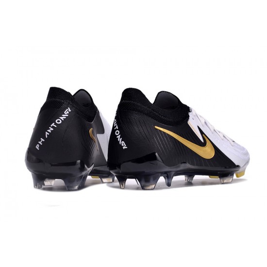 Cheap Nike Phantom Luna Elite NU FG White Black Gold Low Soccer Shoes Sale