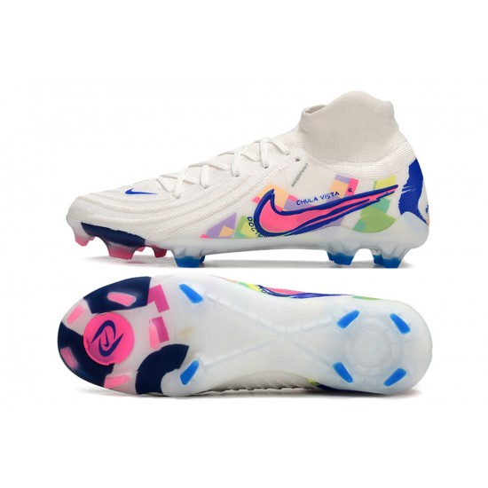 Cheap Nike Phantom Luna Elite NU FG White Blue Pink High Soccer Shoes Sale