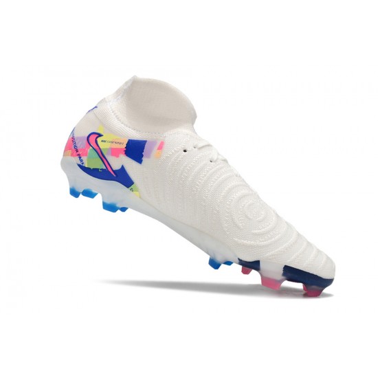 Cheap Nike Phantom Luna Elite NU FG White Blue Pink High Soccer Shoes Sale