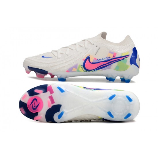 Cheap Nike Phantom Luna Elite NU FG White Blue Pink Low Soccer Shoes Sale