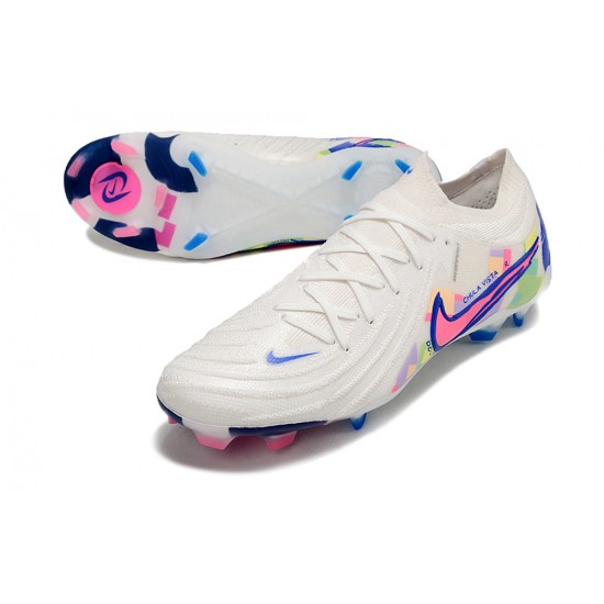 Cheap Nike Phantom Luna Elite NU FG White Blue Pink Low Soccer Shoes Sale