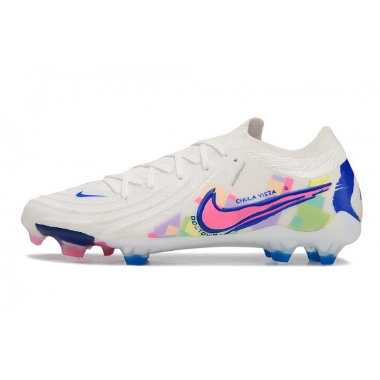 Cheap Nike Phantom Luna Elite NU FG White Blue Pink Low Soccer Shoes Sale