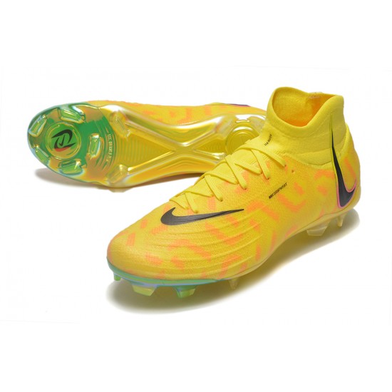 Cheap Nike Phantom Luna Elite NU FG Yellow Black High Soccer Shoes Sale