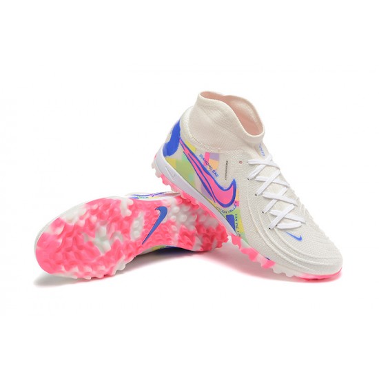 Cheap Nike Phantom Luna Elite TF High Top Pink White Blue Soccer Shoes Sale