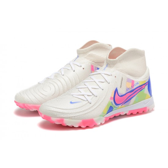 Cheap Nike Phantom Luna Elite TF High Top Pink White Blue Soccer Shoes Sale