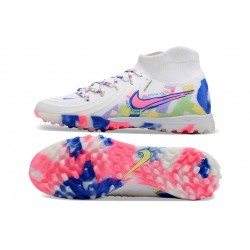 Nike Phantom Luna Elite TF High Top Soccer Shoes White Blue Pink