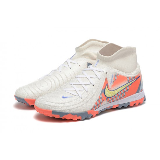 Cheap Nike Phantom Luna Elite TF High Top White Gold Orange Soccer Shoes Sale