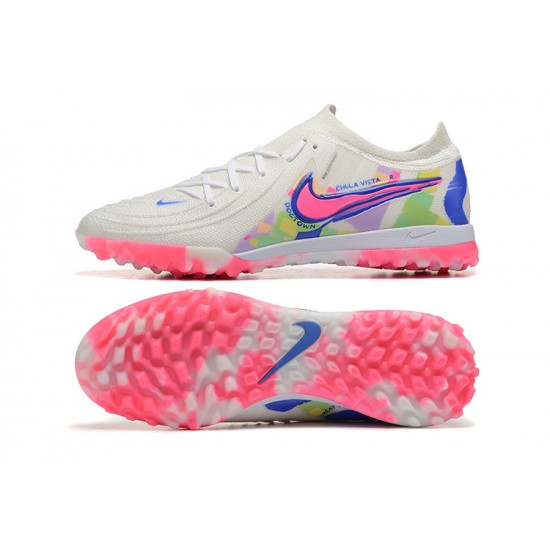 Cheap Nike Phantom Luna Elite TF Low Pink White Blue Soccer Shoes Sale