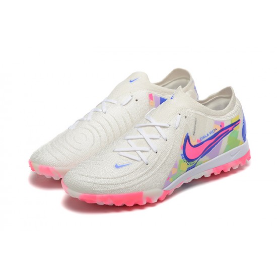 Cheap Nike Phantom Luna Elite TF Low Pink White Blue Soccer Shoes Sale