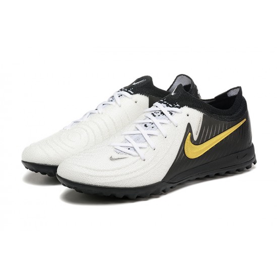 Cheap Nike Phantom Luna Elite TF Low White Black Gold Soccer Shoes Sale