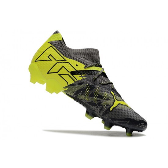 Cheap Puma Future 7 Ultimate FG-AG Black Yellow Green Low Soccer Shoes Sale