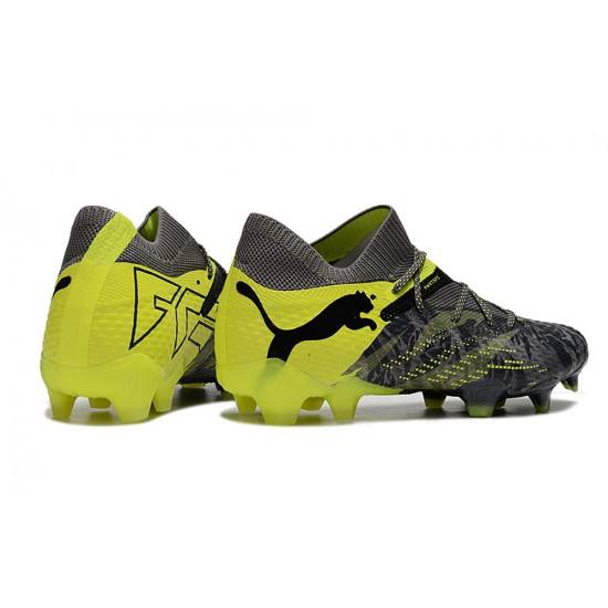 Cheap Puma Future 7 Ultimate FG-AG Black Yellow Green Low Soccer Shoes Sale