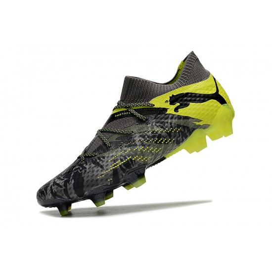 Cheap Puma Future 7 Ultimate FG-AG Black Yellow Green Low Soccer Shoes Sale