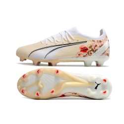 Puma Ultra Ultimate FG Beige White Black Low Soccer Shoes