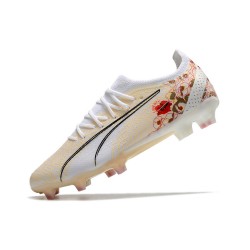 Puma Ultra Ultimate FG Beige White Black Low Soccer Shoes