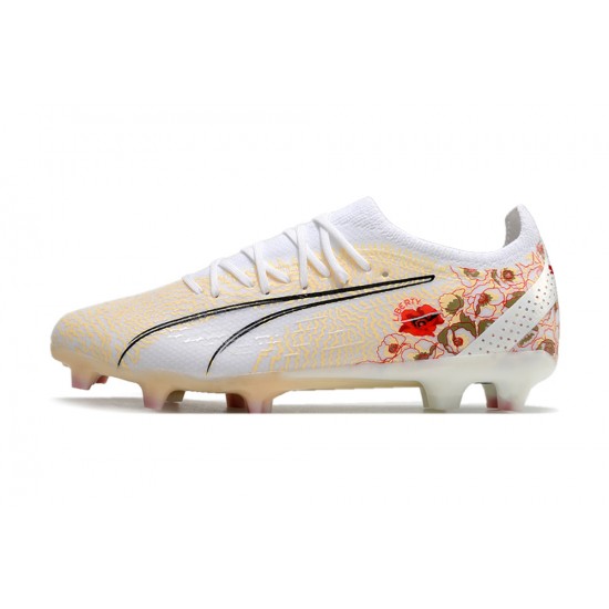 Cheap Puma Ultra Ultimate FG Beige White Black Low Soccer Shoes Sale