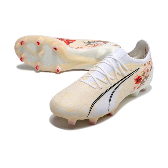 Cheap Puma Ultra Ultimate FG Beige White Black Low Soccer Shoes Sale