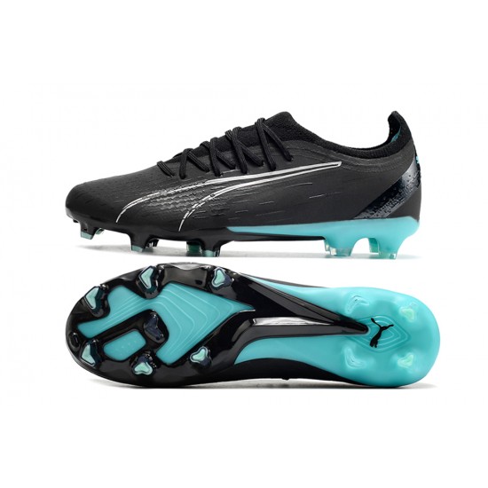 Cheap Puma Ultra Ultimate FG Black Ltblue Low Soccer Shoes Sale