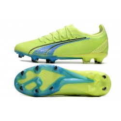 Puma Ultra Ultimate FG Green Yellow Ltblue Low Soccer Shoes