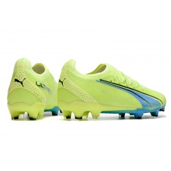 Puma Ultra Ultimate FG Green Yellow Ltblue Low Soccer Shoes