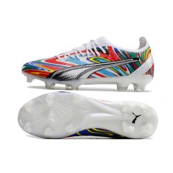 Puma Ultra Ultimate FG White Black Red Low Soccer Shoes