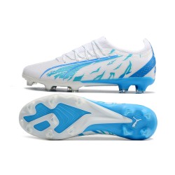 Puma Ultra Ultimate FG White Blue Low Soccer Shoes