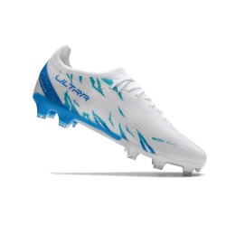 Puma Ultra Ultimate FG White Blue Low Soccer Shoes